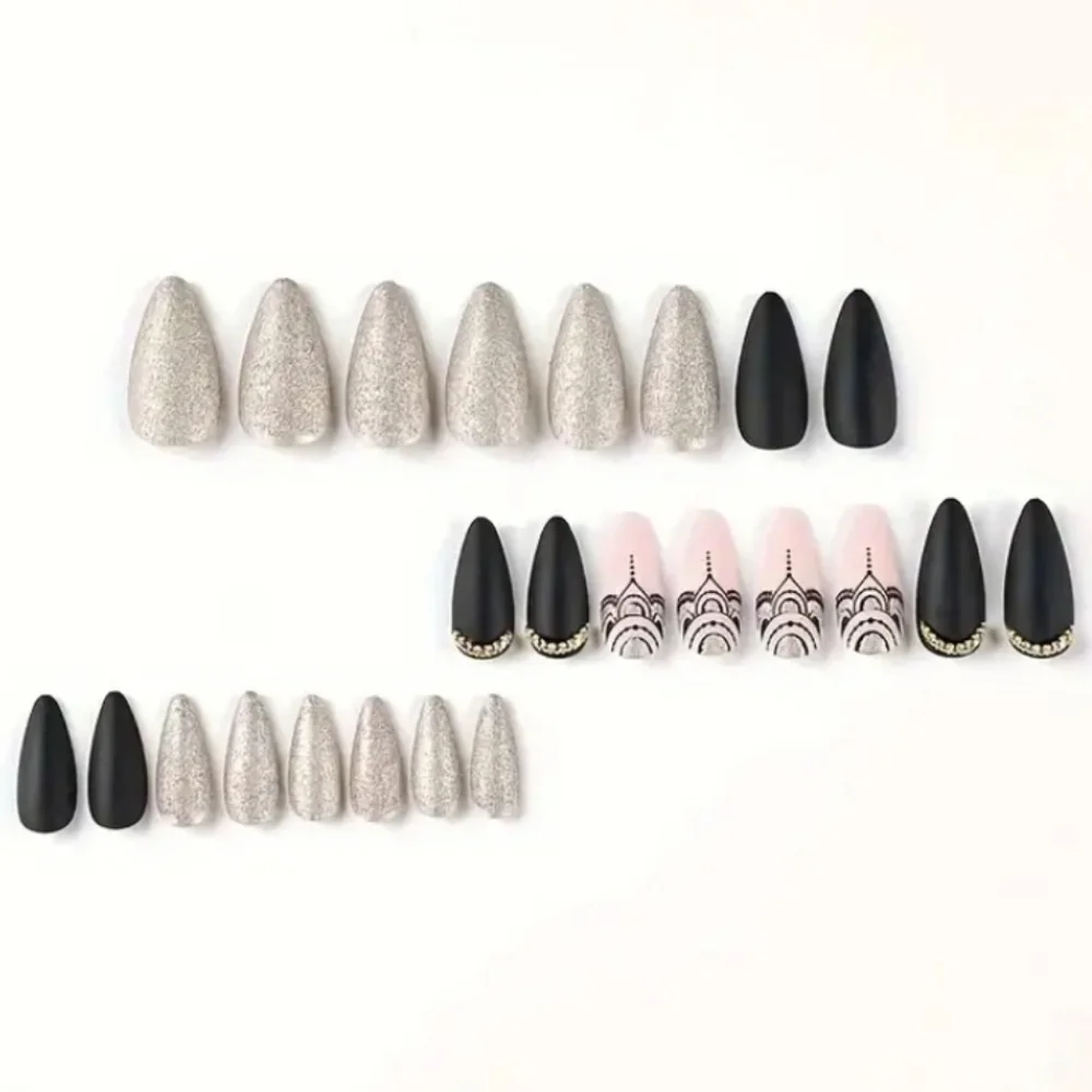 🔥3/$21  Matte Glitter and Rhinestones Wearable Art Press on nails